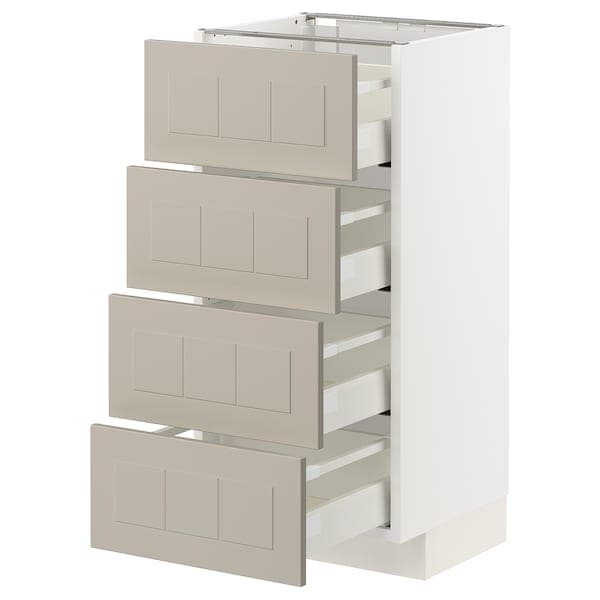 METOD / MAXIMERA - Base cab 4 frnts/4 drawers, white/Stensund beige, 40x37 cm