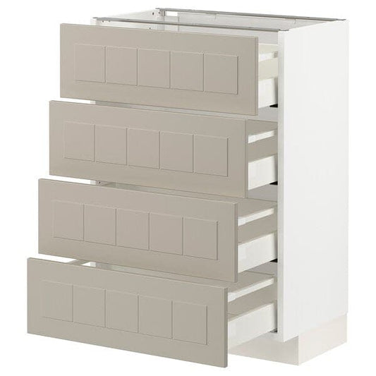Ikea METOD / MAXIMERA - Base cab 4 frnts/4 drawers, white/Stensund beige, 60x37 cm