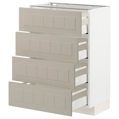 METOD / MAXIMERA base cab 4 frnts/4 drawers, white/Stensund beige, 60x37 cm