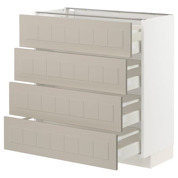 Ikea METOD / MAXIMERA - Base cab 4 frnts/4 drawers, white/Stensund beige, 80x37 cm