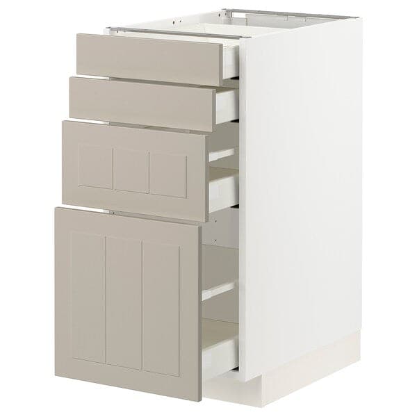 METOD / MAXIMERA - Base cab 4 frnts/4 drawers, white/Stensund beige, 40x60 cm - best price from Maltashopper.com 99408123