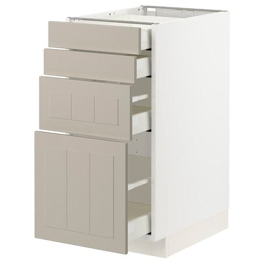 Ikea METOD / MAXIMERA - Base cab 4 frnts/4 drawers, white/Stensund beige, 40x60 cm