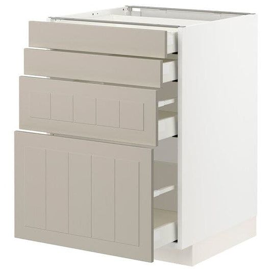 Ikea METOD / MAXIMERA - Base cab 4 frnts/4 drawers, white/Stensund beige, 60x60 cm