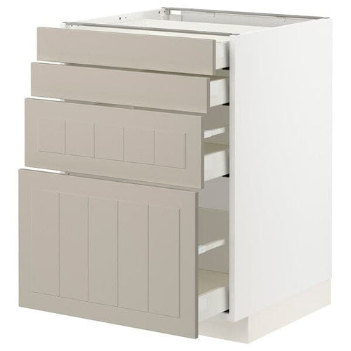 METOD / MAXIMERA - Base cab 4 frnts/4 drawers, white/Stensund beige, 60x60 cm