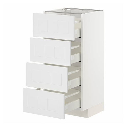 METOD / MAXIMERA - Base cab 4 frnts/4 drawers, white/Stensund white, 40x37 cm