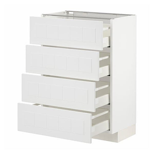 METOD / MAXIMERA base cab 4 frnts/4 drawers, white/Stensund white, 60x37 cm