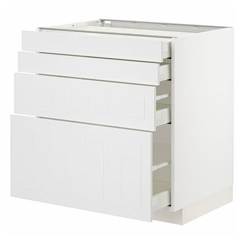 METOD / MAXIMERA - Base cab 4 frnts/4 drawers, white/Stensund white, 80x60 cm