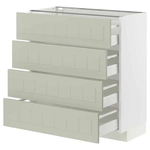 Ikea METOD / MAXIMERA - Base cab 4 frnts/4 drawers, white/Stensund light green, 80x37 cm