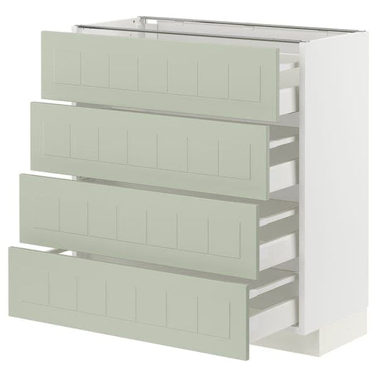 Ikea METOD / MAXIMERA - Base cab 4 frnts/4 drawers, white/Stensund light green, 80x37 cm
