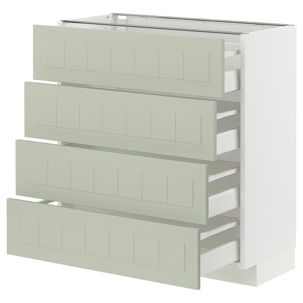 METOD / MAXIMERA - Base cab 4 frnts/4 drawers, white/Stensund light green, 80x37 cm