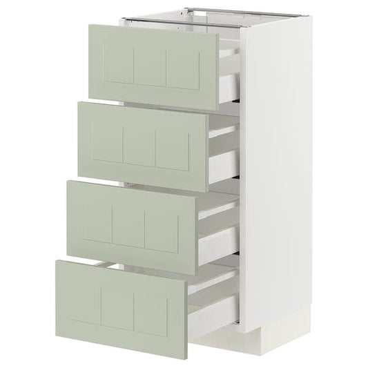 Ikea METOD / MAXIMERA - Base cab 4 frnts/4 drawers, white/Stensund light green, 40x37 cm