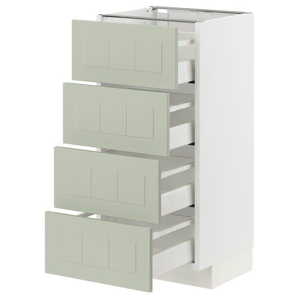 METOD / MAXIMERA - Base cab 4 frnts/4 drawers, white/Stensund light green, 40x37 cm