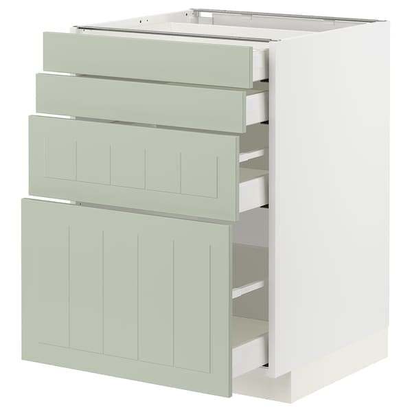Ikea METOD / MAXIMERA - Base cab 4 frnts/4 drawers, white/Stensund light green, 60x60 cm