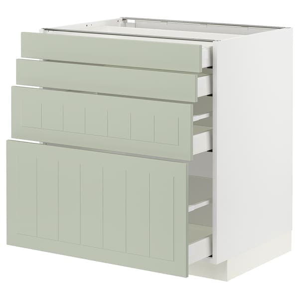 Ikea METOD / MAXIMERA - Base cab 4 frnts/4 drawers, white/Stensund light green, 80x60 cm