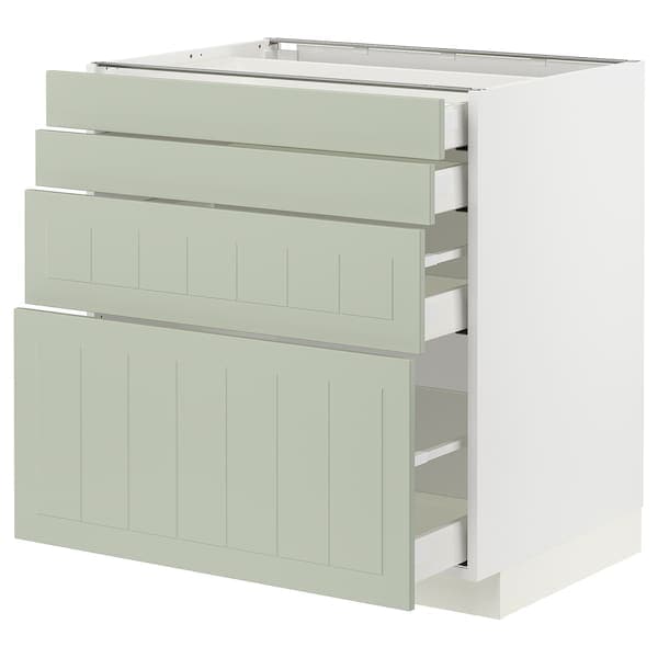 METOD / MAXIMERA - Base cab 4 frnts/4 drawers, white/Stensund light green, 80x60 cm