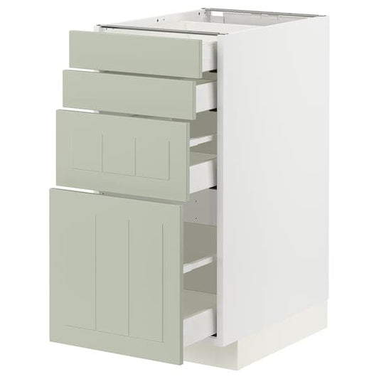 Ikea METOD / MAXIMERA - Base cab 4 frnts/4 drawers, white/Stensund light green, 40x60 cm