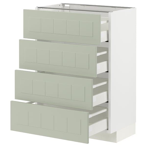 Ikea METOD / MAXIMERA - Base cab 4 frnts/4 drawers, white/Stensund light green, 60x37 cm
