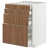 METOD / MAXIMERA base cab 4 frnts/4 drawers, white/Tistorp brown walnut effect, 60x60 cm