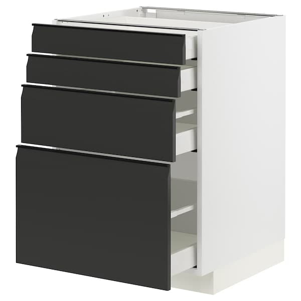 METOD / MAXIMERA - Base cab 4 frnts/4 drawers, white/Upplöv matt anthracite , 60x60 cm