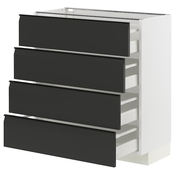 Ikea METOD / MAXIMERA - Base cab 4 frnts/4 drawers, white/Upplöv matt anthracite