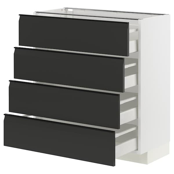 METOD / MAXIMERA - Base cab 4 frnts/4 drawers, white/Upplöv matt anthracite