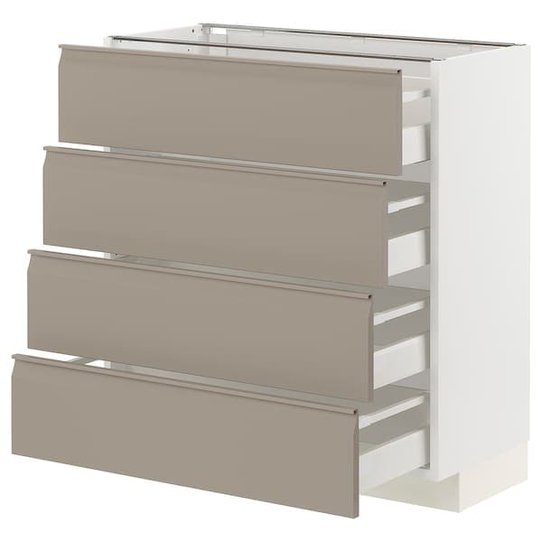 Ikea METOD / MAXIMERA - Base cab 4 frnts/4 drawers, white/Upplöv matt dark beige ,