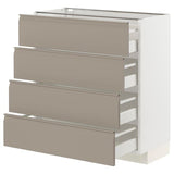 METOD / MAXIMERA base cab 4 frnts/4 drawers, white/Upplöv matt dark beige, 80x37 cm