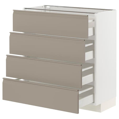 METOD / MAXIMERA - Base cab 4 frnts/4 drawers, white/Upplöv matt dark beige ,