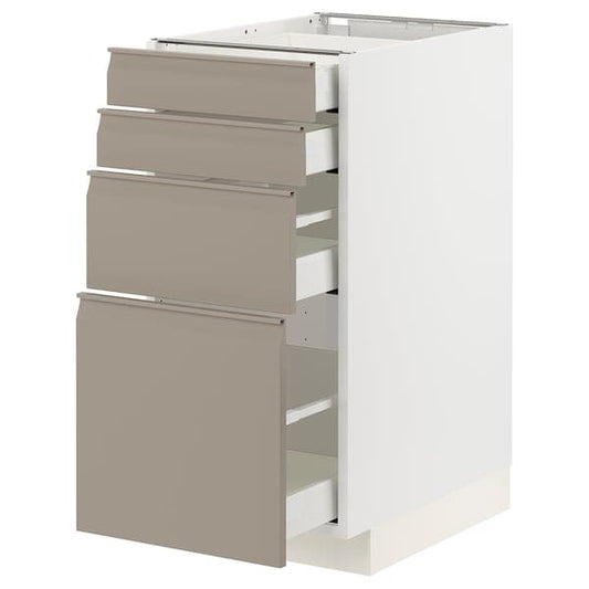Ikea METOD / MAXIMERA - Base cab 4 frnts/4 drawers, white/Upplöv matt dark beige, 40x60 cm