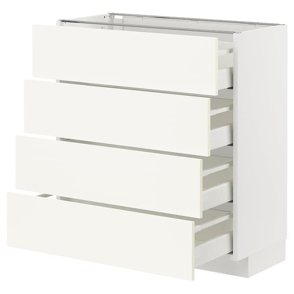 METOD / MAXIMERA - Base cab 4 frnts/4 drawers, white/Vallstena white, 80x37 cm