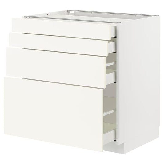Ikea METOD / MAXIMERA - Base cab 4 frnts/4 drawers, white/Vallstena white, 80x60 cm