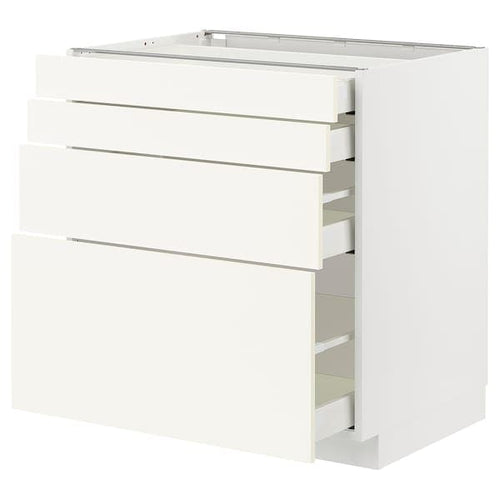 METOD / MAXIMERA - Base cab 4 frnts/4 drawers, white/Vallstena white, 80x60 cm