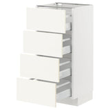 METOD / MAXIMERA base cab 4 frnts/4 drawers, white/Vallstena white, 40x37 cm