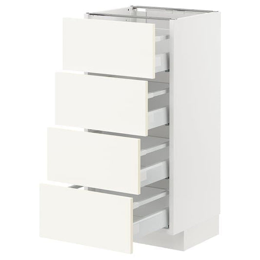 Ikea METOD / MAXIMERA - Base cab 4 frnts/4 drawers, white/Vallstena white, 40x37 cm