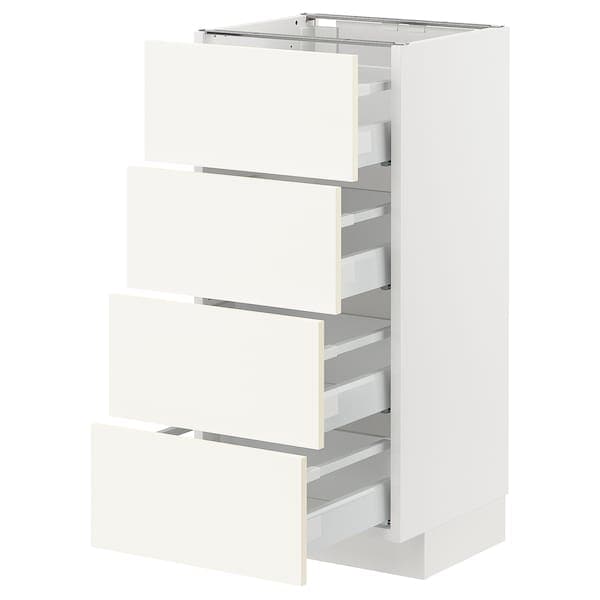 Ikea METOD / MAXIMERA - Base cab 4 frnts/4 drawers, white/Vallstena white, 40x37 cm