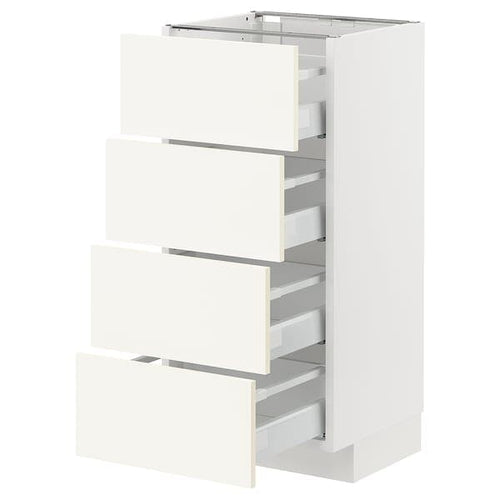 METOD / MAXIMERA - Base cab 4 frnts/4 drawers, white/Vallstena white, 40x37 cm