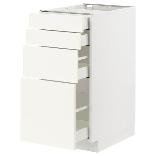 METOD / MAXIMERA - Base cab 4 frnts/4 drawers, white/Vallstena white, 40x60 cm
