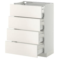 METOD / MAXIMERA - Base cab 4 frnts/4 drawers, white/Veddinge white, 60x37 cm - best price from Maltashopper.com 89109898