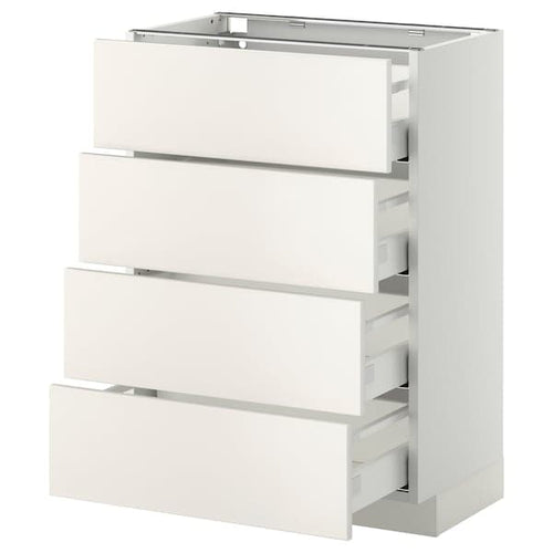 METOD / MAXIMERA - Base cab 4 frnts/4 drawers, white/Veddinge white, 60x37 cm
