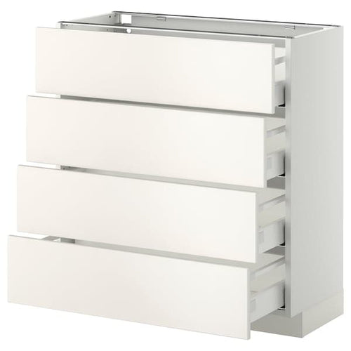 METOD / MAXIMERA - Base cab 4 frnts/4 drawers, white/Veddinge white, 80x37 cm