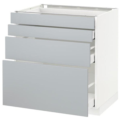 METOD / MAXIMERA - Base cab 4 frnts/4 drawers, white/Veddinge grey, 80x60 cm