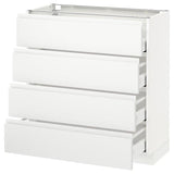 METOD / MAXIMERA base cab 4 frnts/4 drawers, white/Voxtorp matt white, 80x37 cm