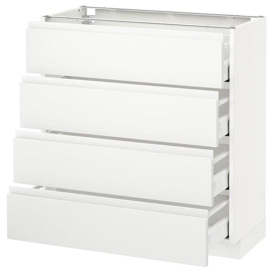 METOD / MAXIMERA - Base cab 4 frnts/4 drawers, white/Voxtorp matt white, 80x37 cm - best price from Maltashopper.com 99130842