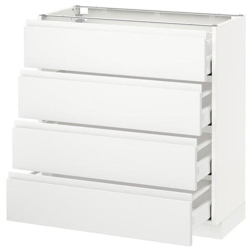 METOD / MAXIMERA - Base cab 4 frnts/4 drawers, white/Voxtorp matt white, 80x37 cm