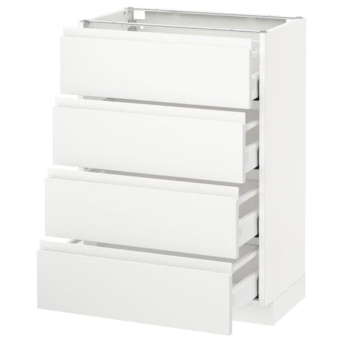 METOD / MAXIMERA - Base cab 4 frnts/4 drawers, white/Voxtorp matt white, 60x37 cm