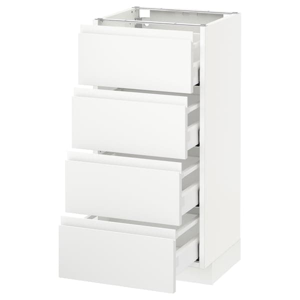 METOD / MAXIMERA - Base cab 4 frnts/4 drawers, white/Voxtorp matt white, 40x37 cm - best price from Maltashopper.com 79130838