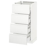 METOD / MAXIMERA base cab 4 frnts/4 drawers, white/Voxtorp matt white, 40x37 cm