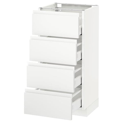 METOD / MAXIMERA - Base cab 4 frnts/4 drawers, white/Voxtorp matt white, 40x37 cm