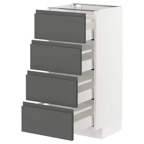 METOD / MAXIMERA - Base cab 4 frnts/4 drawers, white/Voxtorp dark grey , 40x37 cm