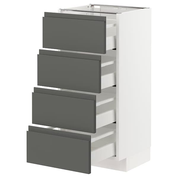 METOD / MAXIMERA - Base cab 4 frnts/4 drawers, white/Voxtorp dark grey , 40x37 cm